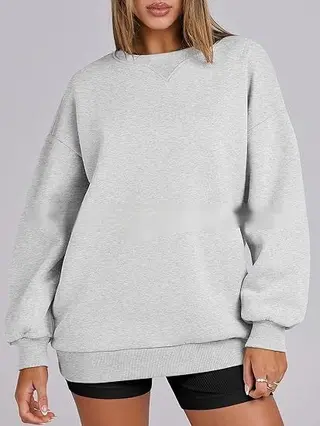 Women's Sweater Wool Round Neck Pullover Top - Light Gray