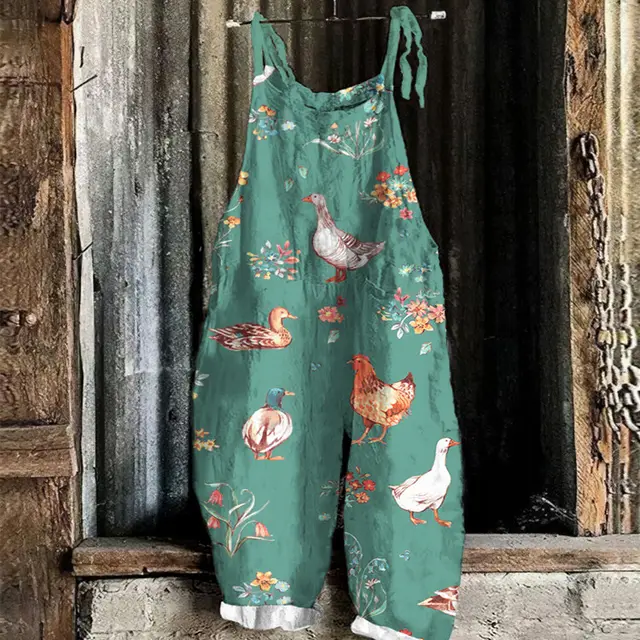Women's Summer Sweet Printed Retro Strap Pants Diaok238 - Shop at LoveMi