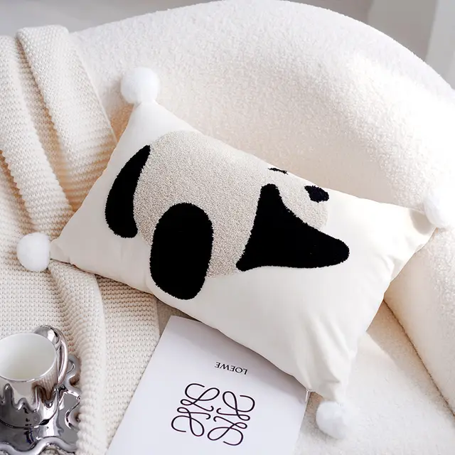 Cute Panda Children's Pillow Set With Nordic Minimalist Ins Style Lying Panda 30X50Cm - Shop at LoveMi