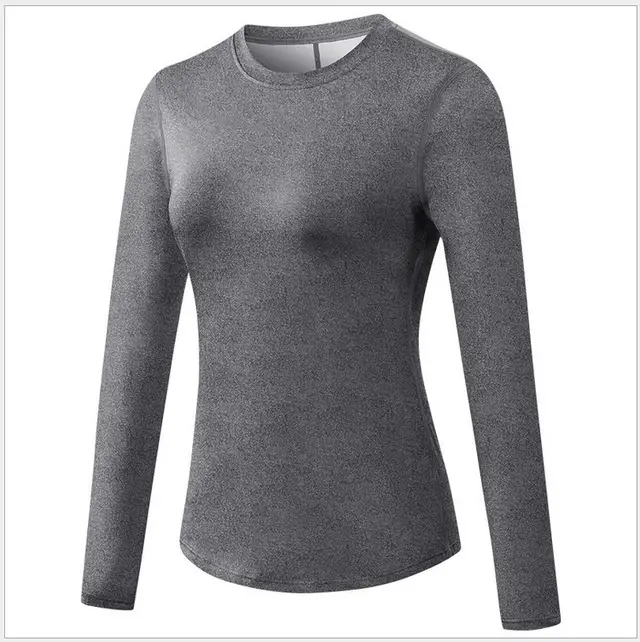 Women's Yoga Long Sleeve Workout Clothes Quick drying Breathable Mesh Stitching Elastic Flower Gray - Shop at LoveMi