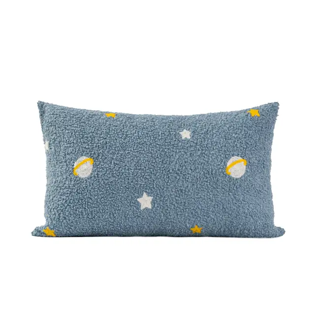 Ins Blue Planet Embroidered Pillow Living Room Sofa Cushion Blue Planet 30X50Cm - Shop at LoveMi