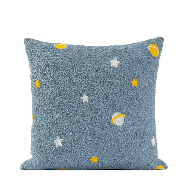 Ins Blue Planet Embroidered Pillow Living Room Sofa Cushion Blue Planet 45X45Cm - Shop at LoveMi