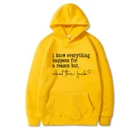 Sports Printed Long Sleeve Pullover Hoodie Sweater - Yellow Black Letters
