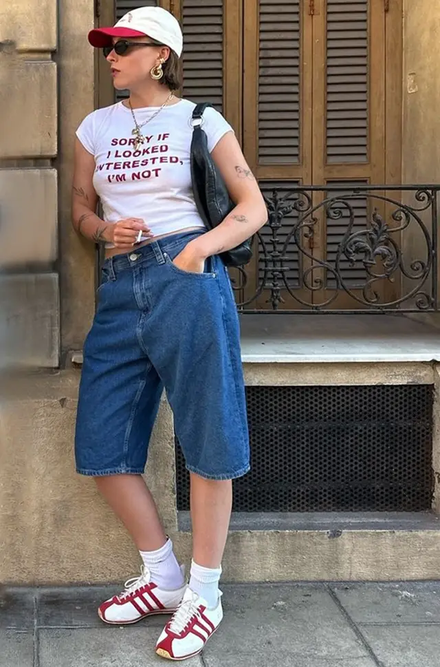 Washed Loose fitting Women's Denim Middle Pants Dark Blue - Shop at LoveMi