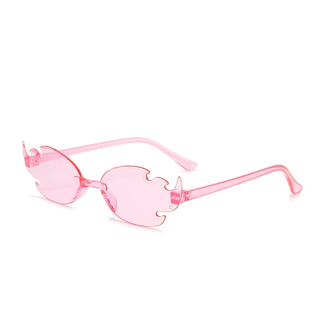 Flame European And American Personalized Trend One piece Frameless Colorful Dance Party Candy Color Glasses Pink - Shop at LoveMi