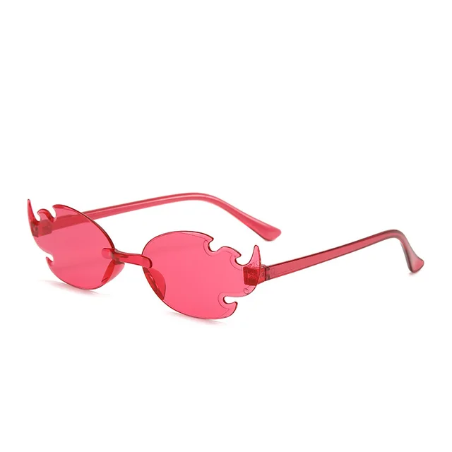 Flame European And American Personalized Trend One piece Frameless Colorful Dance Party Candy Color Glasses Rose Red - Shop at LoveMi