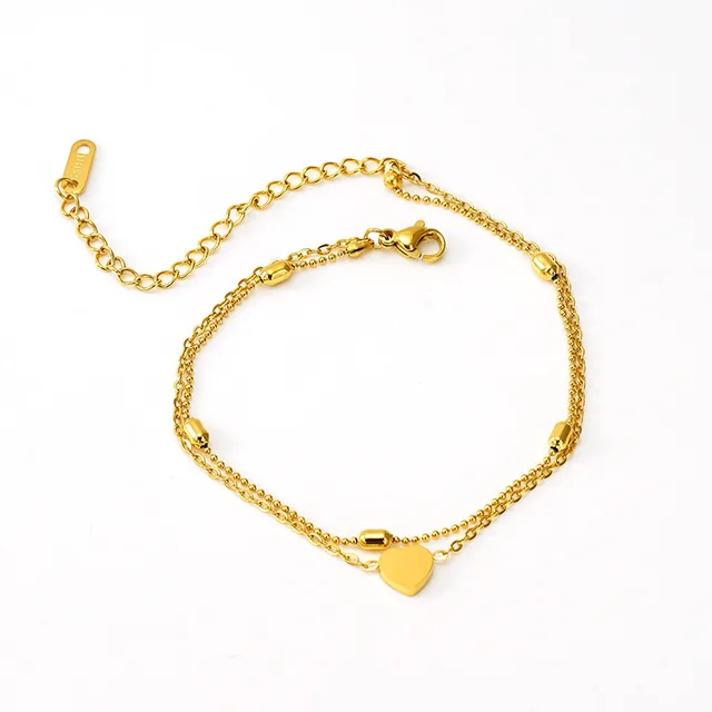 European And American New Titanium Steel Bracelet 18K Gold Love Pendant Oval Bead Necklace Gold - Shop at LoveMi