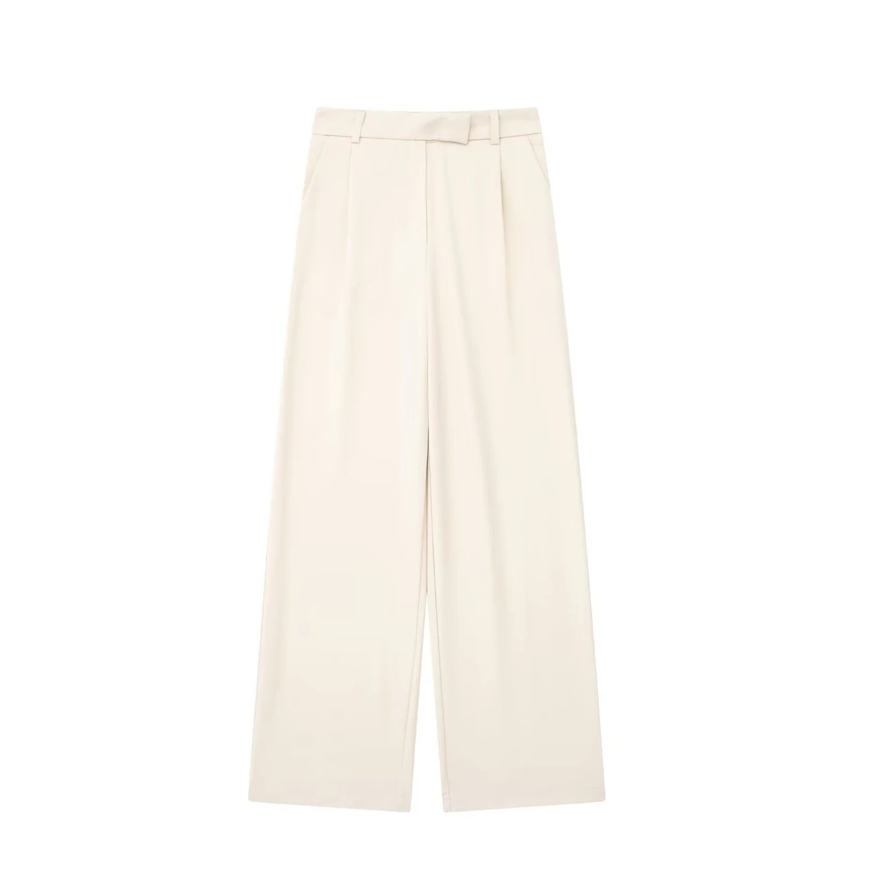 Casual Loose Pleated High Waist Straight-leg Pants - White