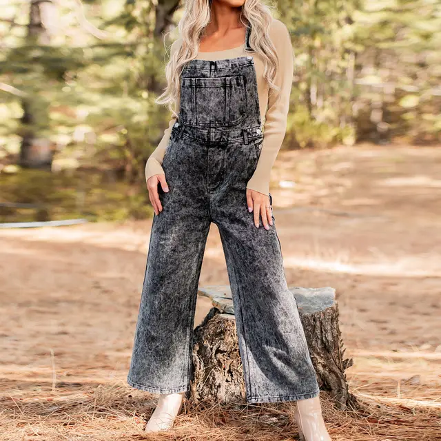 Retro Sleeveless Denim Overalls Gray - Shop at LoveMi