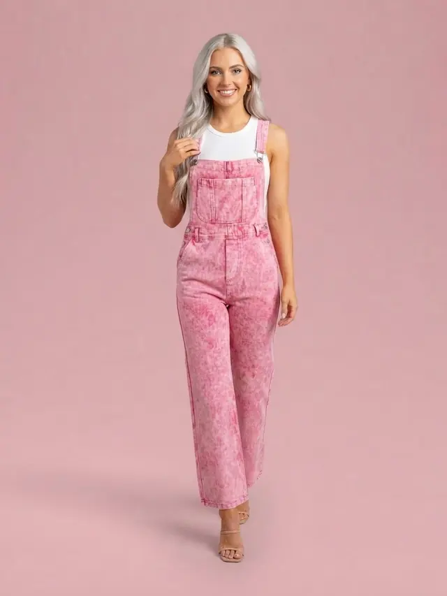 Retro Denim Bib Overalls Pink - Shop at LoveMi