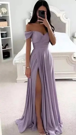 European And American Bridesmaid Dress Bottoming Dress - Lavender Purple