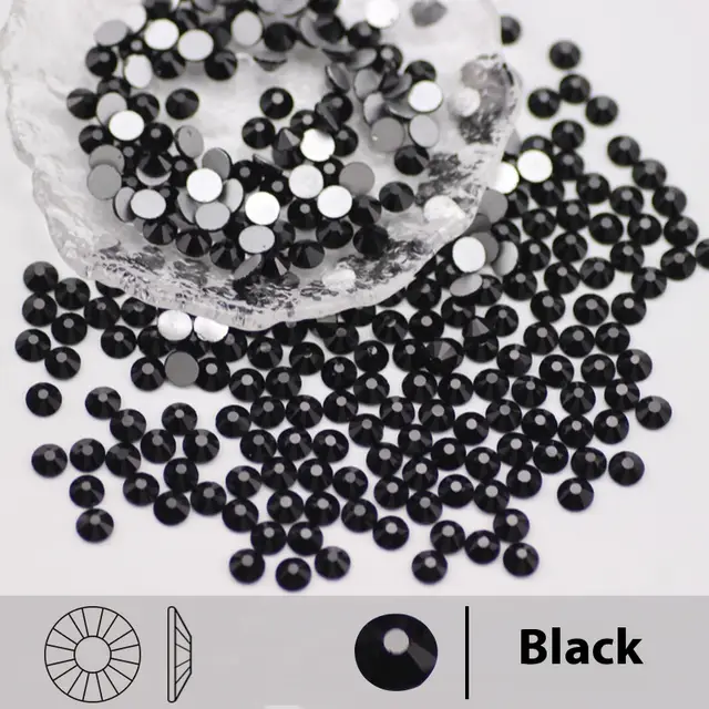Colored Round Flat Bottomed Crystal Glass Diamond Black - Shop at LoveMi