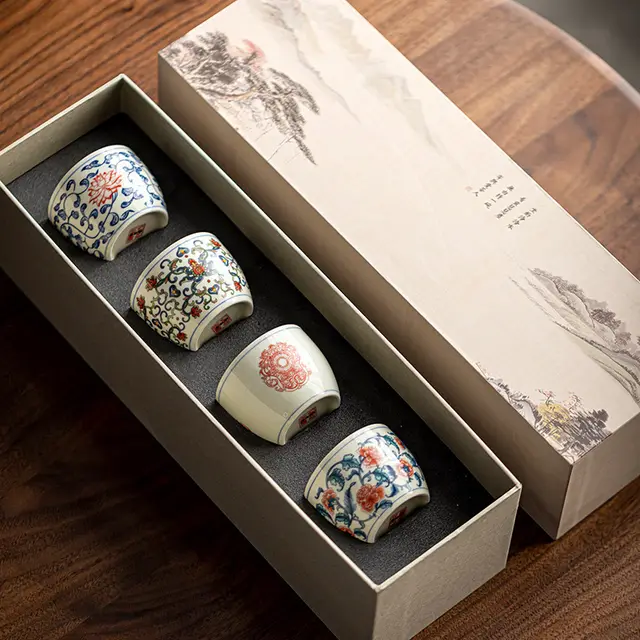 Interlock Branch Lotus Small Teacup Ceramic Household Perfect Cup Gift Box - Shop at LoveMi