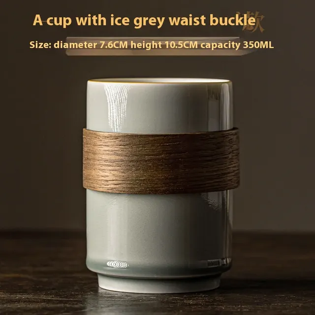 Grass And Wood Ice Gray Glaze Handy Porcelain Minimalist Household Cup Ice Gray 350Ml - Shop at LoveMi