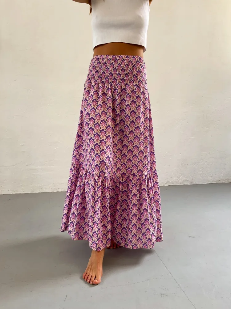 Summer Plant Flower New Pleated Skirt Female Purple - Shop at LoveMi