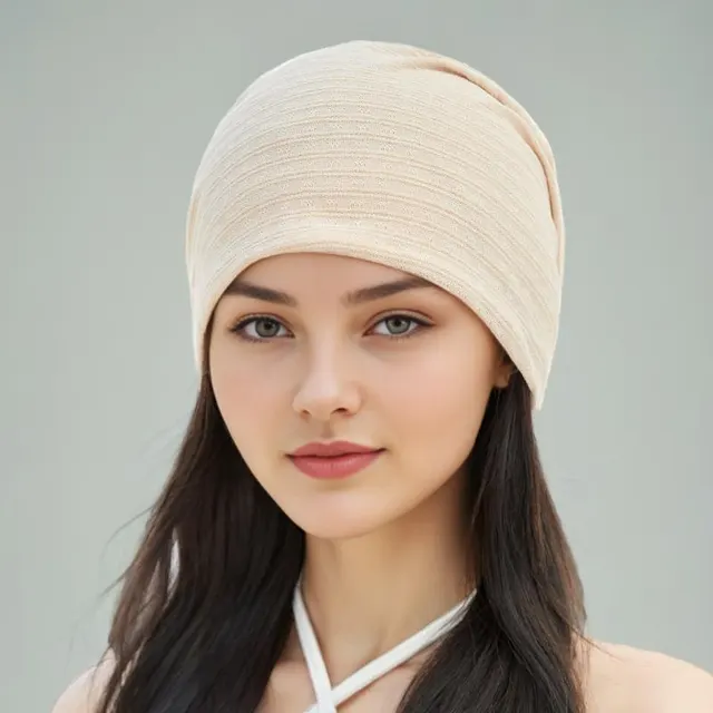 Lace Breathable Empty Flower Cover Gray Hair Pile Style Air Conditioning Cap Beige Solid Color Stripes - Shop at LoveMi