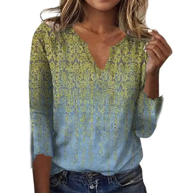 Summer Women's Fashion Gradient Printing Loose T shit G107Z248 - Shop at LoveMi