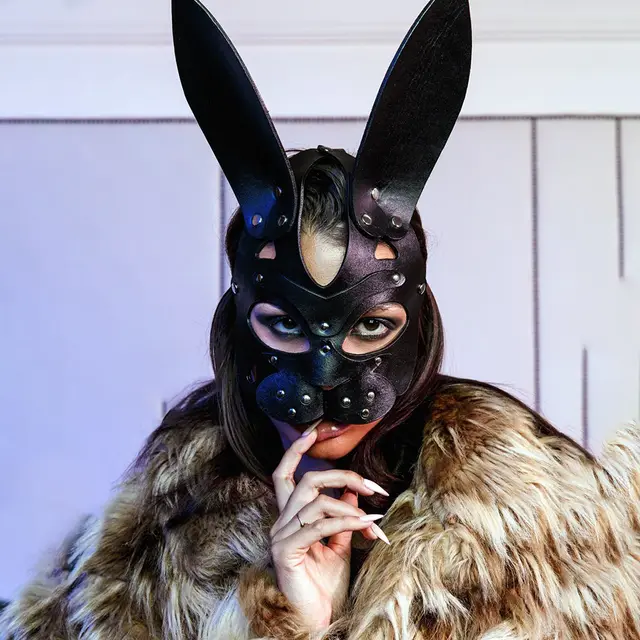 Female Minimalist Creative Home Toy Leather Face Mask Rabbit Style - Shop at LoveMi