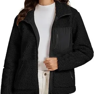 Autumn And Winter Lapel Button Loose Fleece Shirt - Black