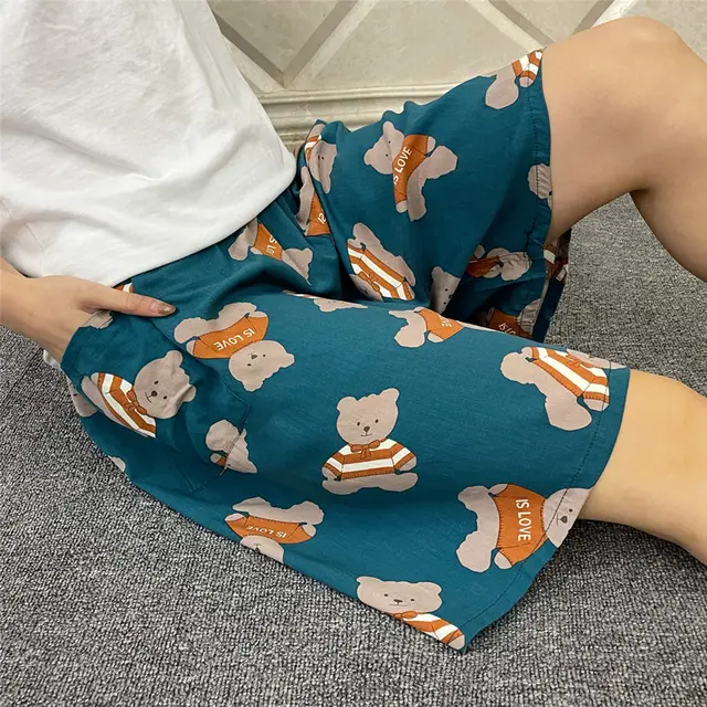 Summer Women's Pajama Pants Cotton Silk Shorts Home Loose Light Green - Shop at LoveMi