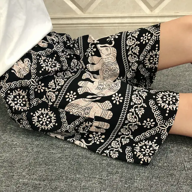 Summer Women's Pajama Pants Cotton Silk Shorts Home Loose Vacation Elephant - Shop at LoveMi