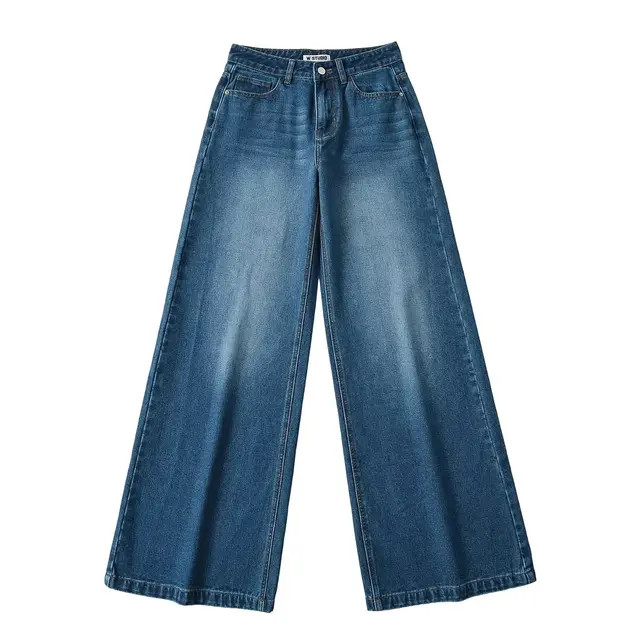 Water All matching Jeans Horn Mop Trousers Dark Blue - Shop at LoveMi