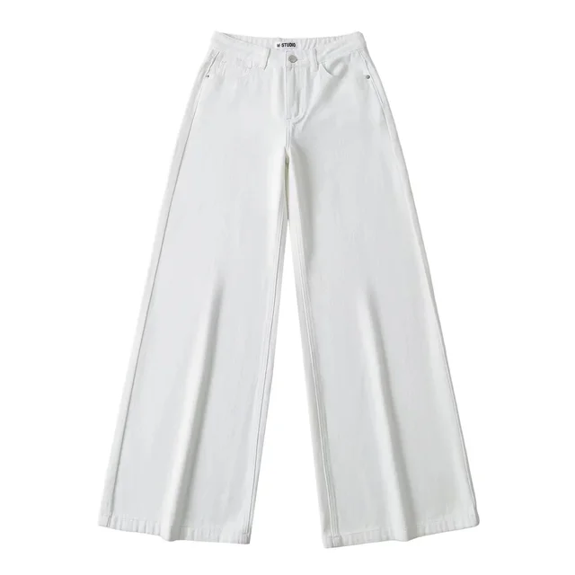 Water All matching Jeans Horn Mop Trousers White - Shop at LoveMi