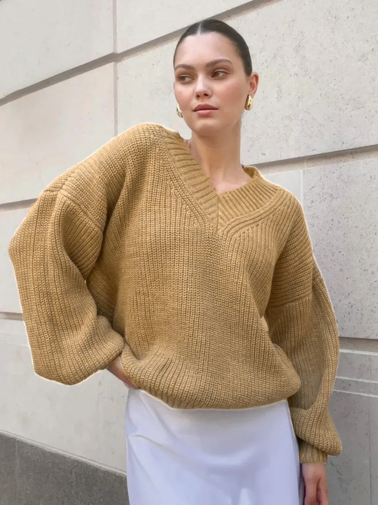 Leisure Pullover Women's Knitwear Thermal Knitting Camel - Shop at LoveMi