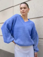 Leisure Pullover Women's Knitwear Thermal Knitting - Sky Blue