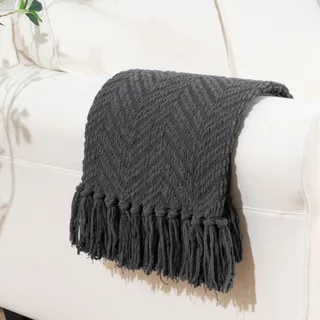 Sofa Cross-border Tassel Sofa Cover Tailstock Towel Knitted Blanket - Gray