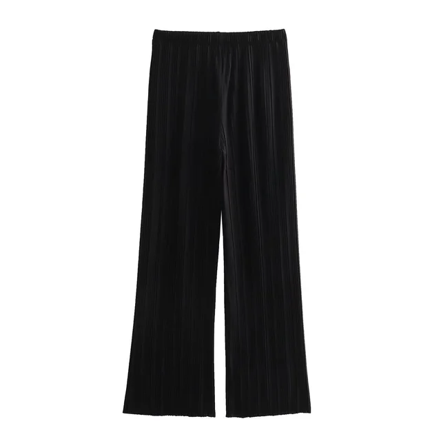 Pleated Sleeveless T shirt Straight leg Pants Black Pants - Shop at LoveMi