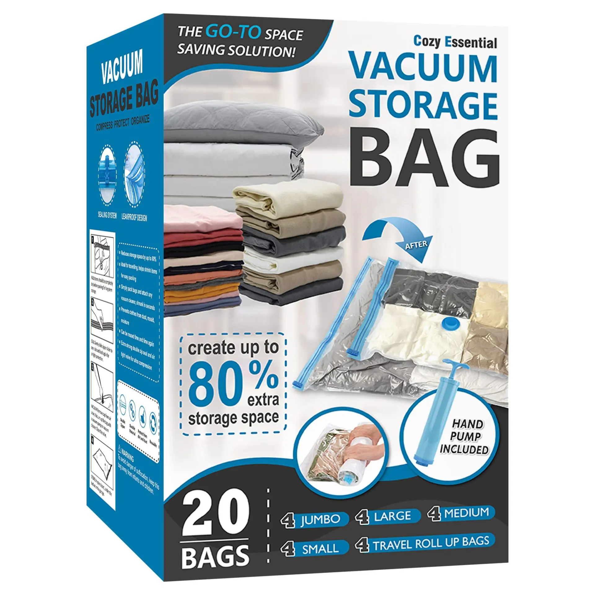 Transparent Vacuum Bag Clothing Compression Household Travel Thickened Plus-sized Quilt Storage Vacuum Organizing Folders - Transparent