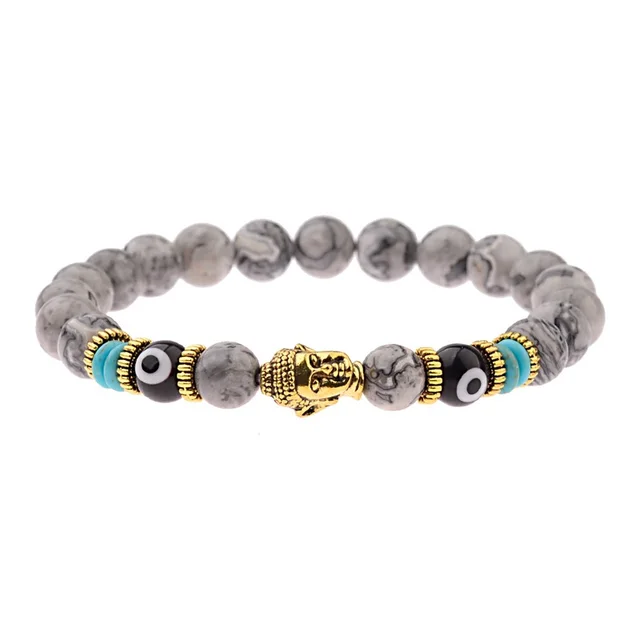 Buddha Head Alloy Accessories Tiger shaped Stone Energy Stone Elastic Bracelet Map Stone - Shop at LoveMi