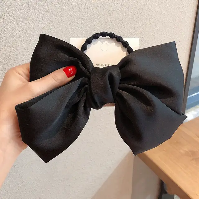 High grade Satin Bow Headdress Flower Hair Ring Black - Shop at LoveMi