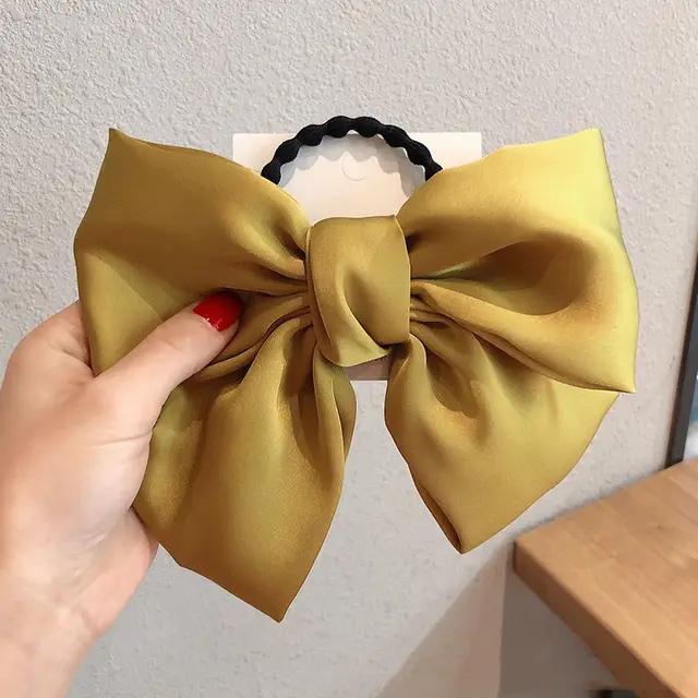 High grade Satin Bow Headdress Flower Hair Ring Turmeric - Shop at LoveMi