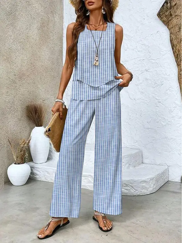 Women's Sleeveless Double Layer Vest Pants Suit No 4 Color - Shop at LoveMi