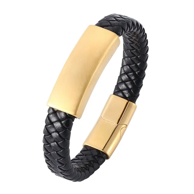 European And American Stainless Steel Personalized Bracelet Men's Braided Rope Bracelet Gold - Shop at LoveMi