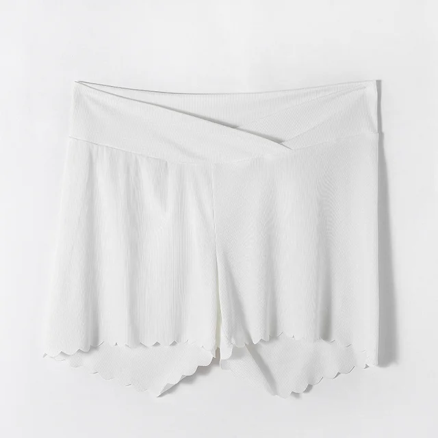 Pregnant Women's Safety Pants Summer Thin Low Waist Wide Leg Anti exposure Shorts White - Shop at LoveMi