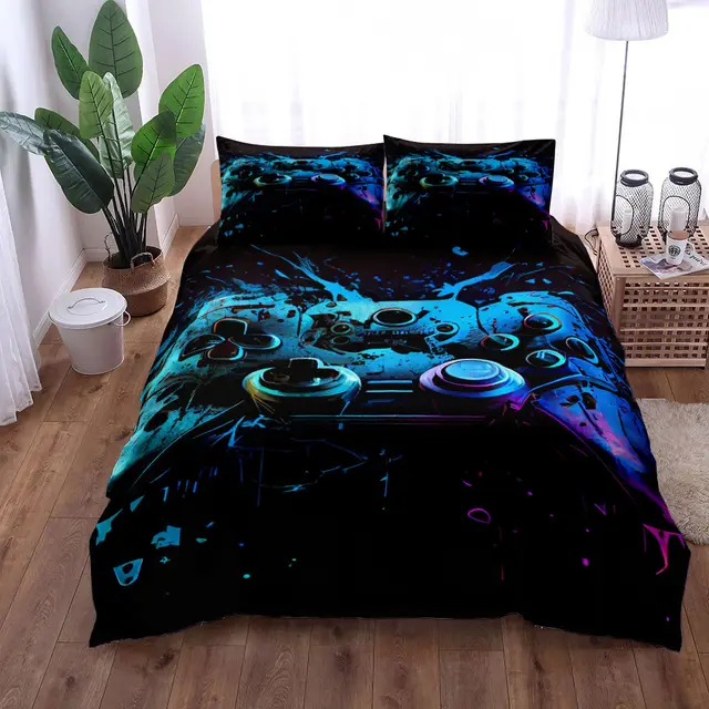 Gamepad Bed Printed Three piece Set Bed Sheet Coverlet Pillow Case 10273Style - Shop at LoveMi