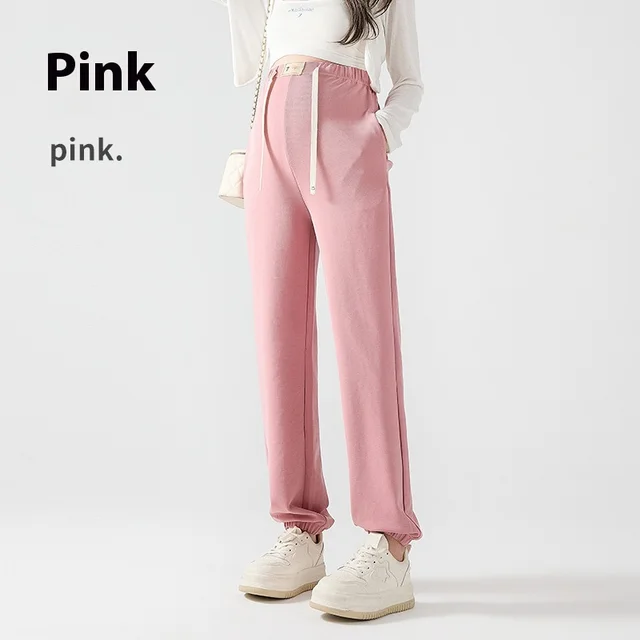Cuprammonuium Ankle Banded Pants Wide Leg Version Slim Fit Slimming Light Maternity Pants Pink - Shop at LoveMi