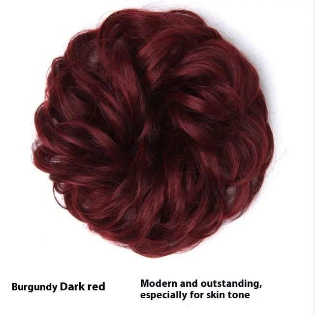 Wig Hair Band Bun Hair Band Fluffy Matte Simulation Wine Red - Shop at LoveMi