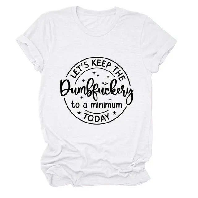 T shirt Loose And Simple Short Sleeve White And Black Font - Shop at LoveMi