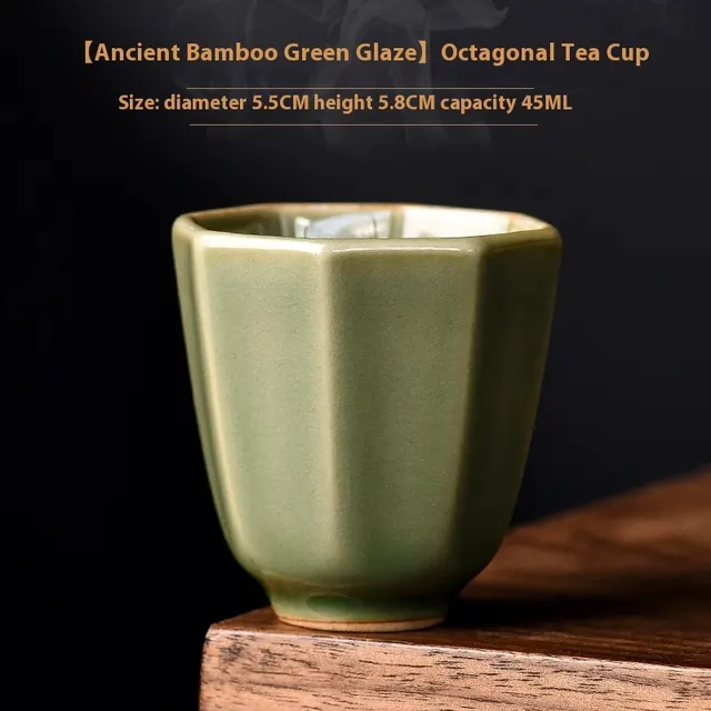 Green Bamboo Green Glaze Master Cup Single Cup Tea Cup Octagonal Tea Cup - Shop at LoveMi