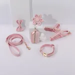 Classic Velvet Soft Pet Collar Traction Rope Suit - Pink Velvet