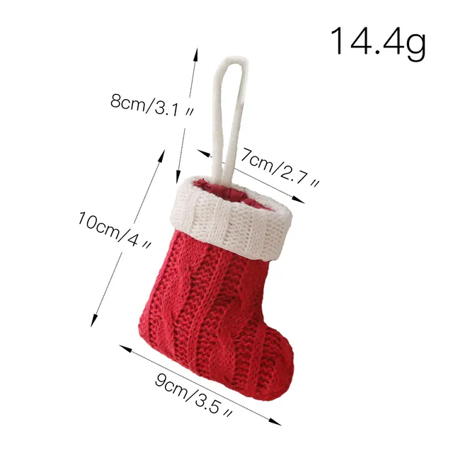 Christmas Red Knife And Fork Set Mini Knitted Socks Home Creative Tableware Bag Red - Shop at LoveMi