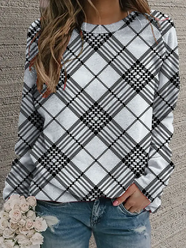 Women's Retro Casual Fashion Round Neck Sweater Figure 13 - Shop at LoveMi