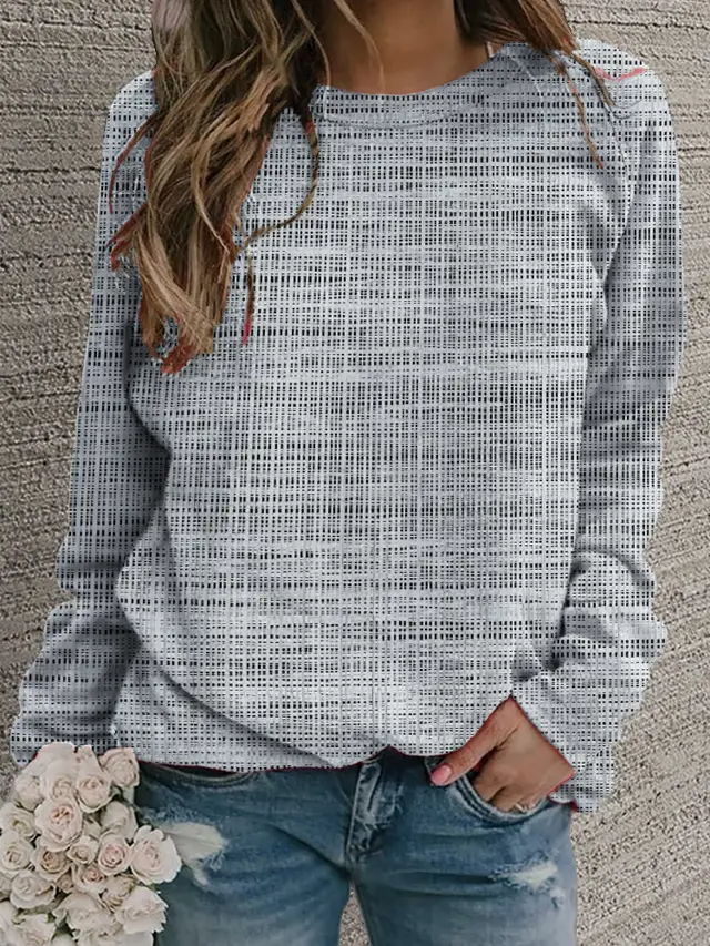 Women's Retro Casual Fashion Round Neck Sweater Figure 14 - Shop at LoveMi