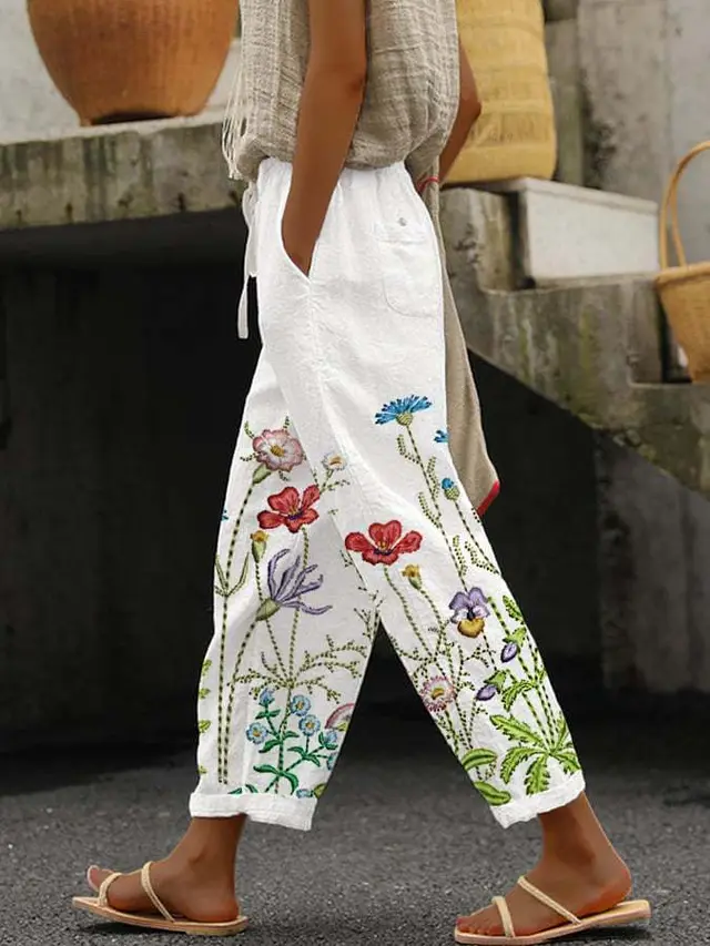 Casual Drawstring Pocket Floral Floral Print Casual Jumpsuit 5 Style - Shop at LoveMi