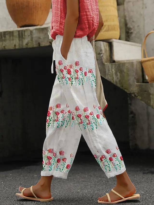 Casual Drawstring Pocket Floral Floral Print Casual Jumpsuit 6 Style - Shop at LoveMi