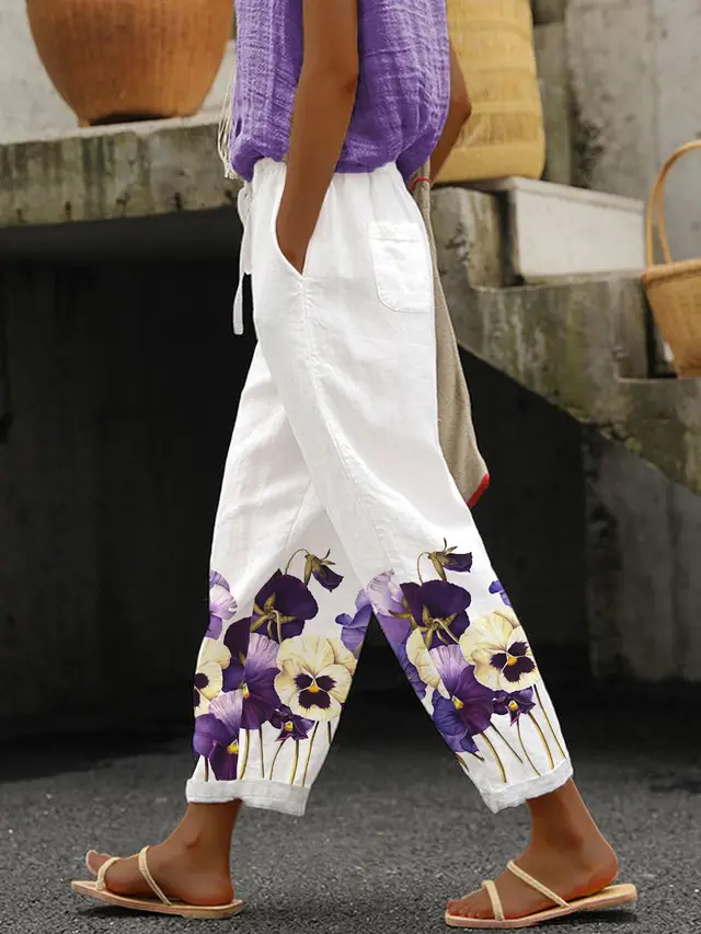 Casual Drawstring Pocket Floral Floral Print Casual Jumpsuit 9 Style - Shop at LoveMi